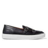DOUBLE MONK STRAP SLIP ON SNEAKER | BLACK