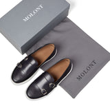 DOUBLE MONK STRAP SLIP ON SNEAKER | BLACK