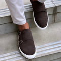 Men’s brogue monk strap sneaker in brown leather