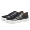 Men’s brogue monk strap sneaker in black leather