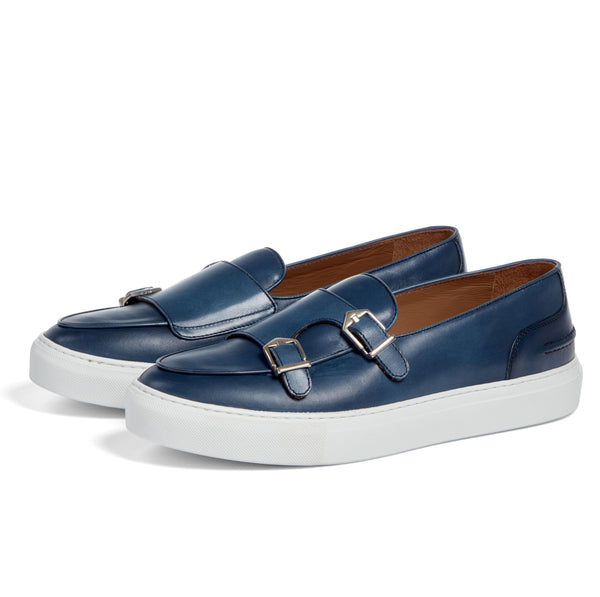 DOUBLE MONK STRAP SLIP ON SNEAKER | AZURE BLUE