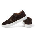 Men’s brogue monk strap sneaker in brown leather