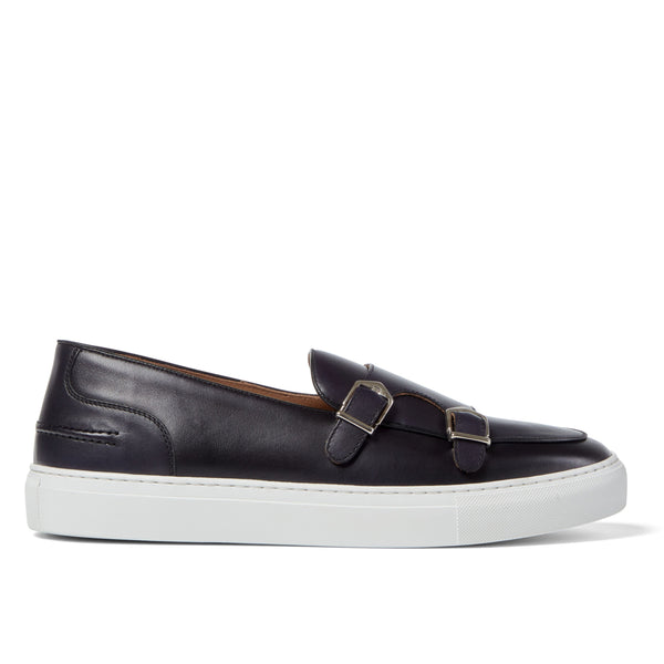 DOUBLE MONK STRAP SLIP ON SNEAKER | BLACK