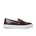 Men’s double monk strap slip-on sneaker in brown leather