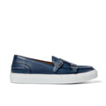 Men’s double monk strap slip-on sneaker in azure blue leather