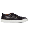 Men’s brogue monk strap sneaker in black leather