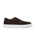 Men’s brogue monk strap sneaker in brown leather
