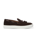 Men’s tassel slip-on sneaker in brown suede