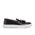 Men’s tassel slip-on sneaker in black leather