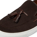 Men’s tassel slip-on sneaker in brown suede