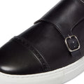 Men’s brogue monk strap sneaker in black leather