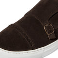 Men’s brogue monk strap sneaker in brown leather