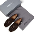Men’s tassel slip-on sneaker in brown suede