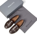 Men’s double monk strap slip-on sneaker in brown leather