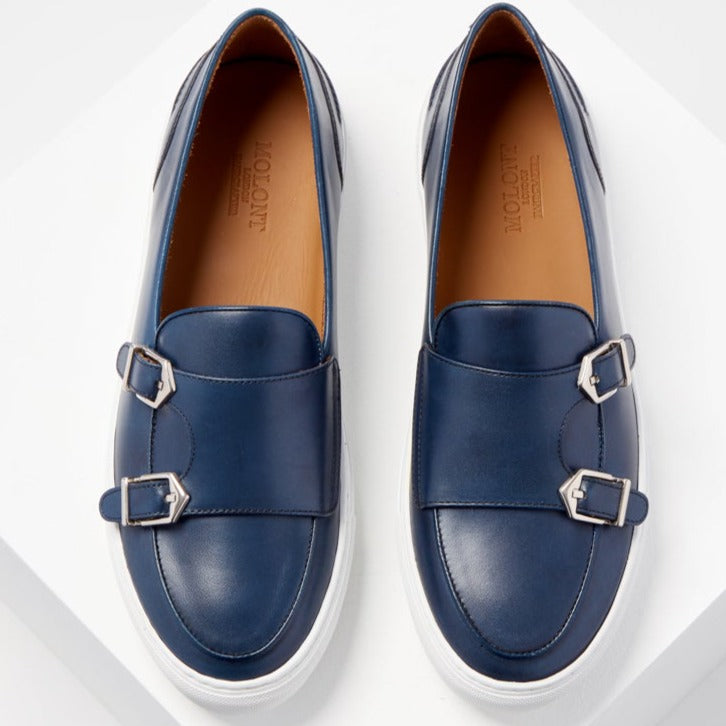 DOUBLE MONK STRAP SLIP ON SNEAKER IN BLUE