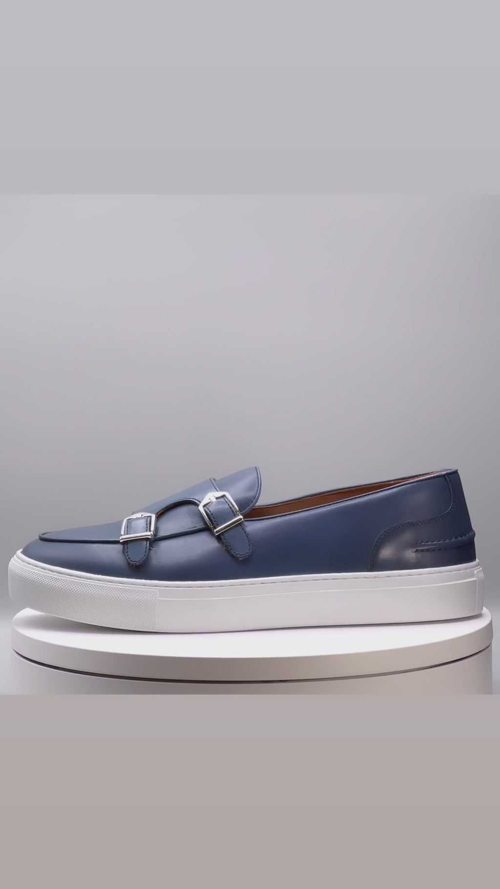 DOUBLE MONK STRAP SLIP ON SNEAKER IN BLUE