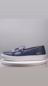 DOUBLE MONK STRAP SLIP ON SNEAKER IN BLUE